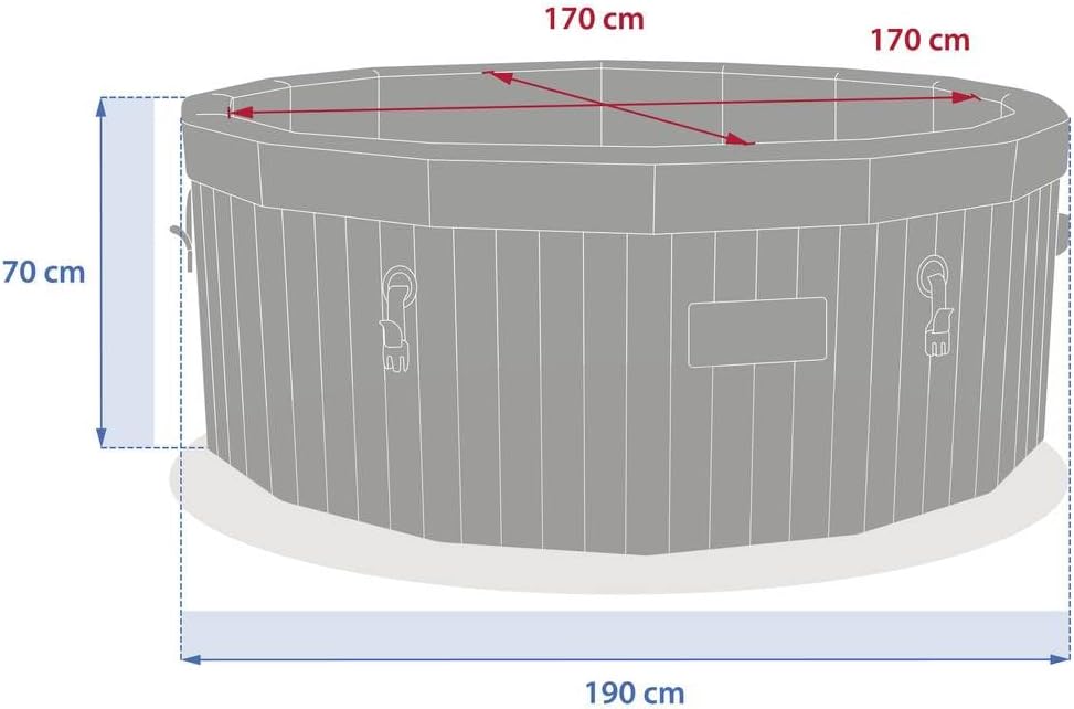 etevert - Spa Nordik Ø190 cm - 5-7 pers, 180 jets, WiFi connecté, effet bois