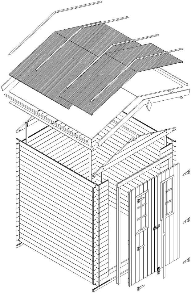 Abri de Jardin en Bois - Stockage extérieur I196xL136xH218 cm/ 1.98 m2 Petit abri à Outils, Local à vélos - etevert M367C