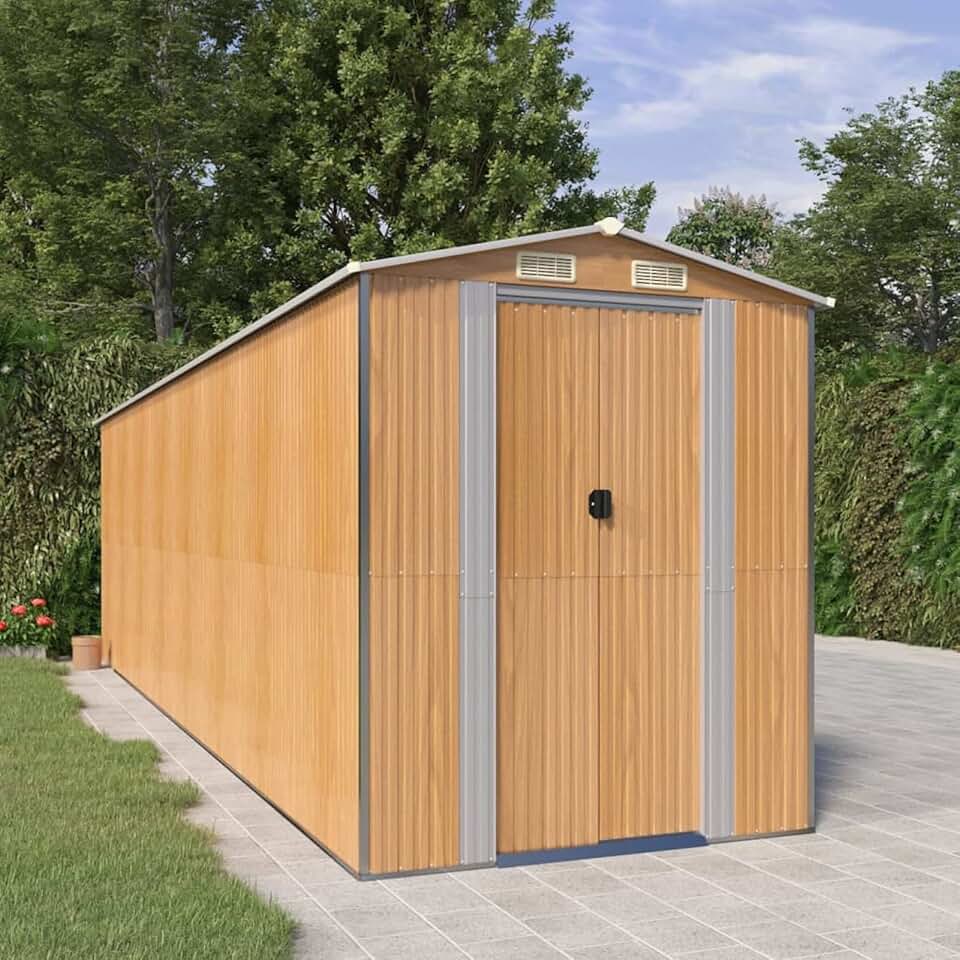 etevert - abri de jardin série acier galvanisé, 192x689x223cm, marron clair
