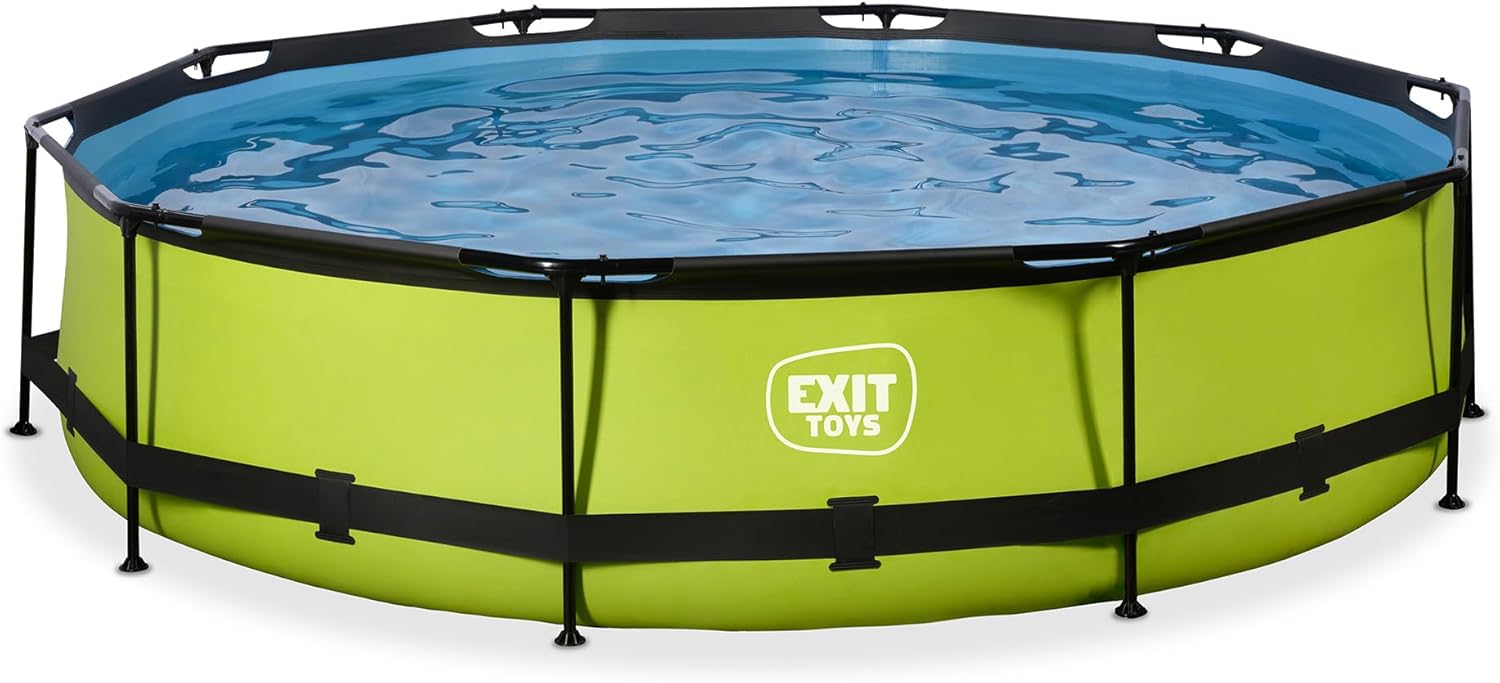 etevert Piscine Tubulaire Lime - ø360x76cm - Piscine Hors Sol Ronde Grande avec Pompe Filtrante à Cartouche - Entrée Basse - Idéal pour Les Jeunes Enfants - Cadre Stable - Design Unique - Vert