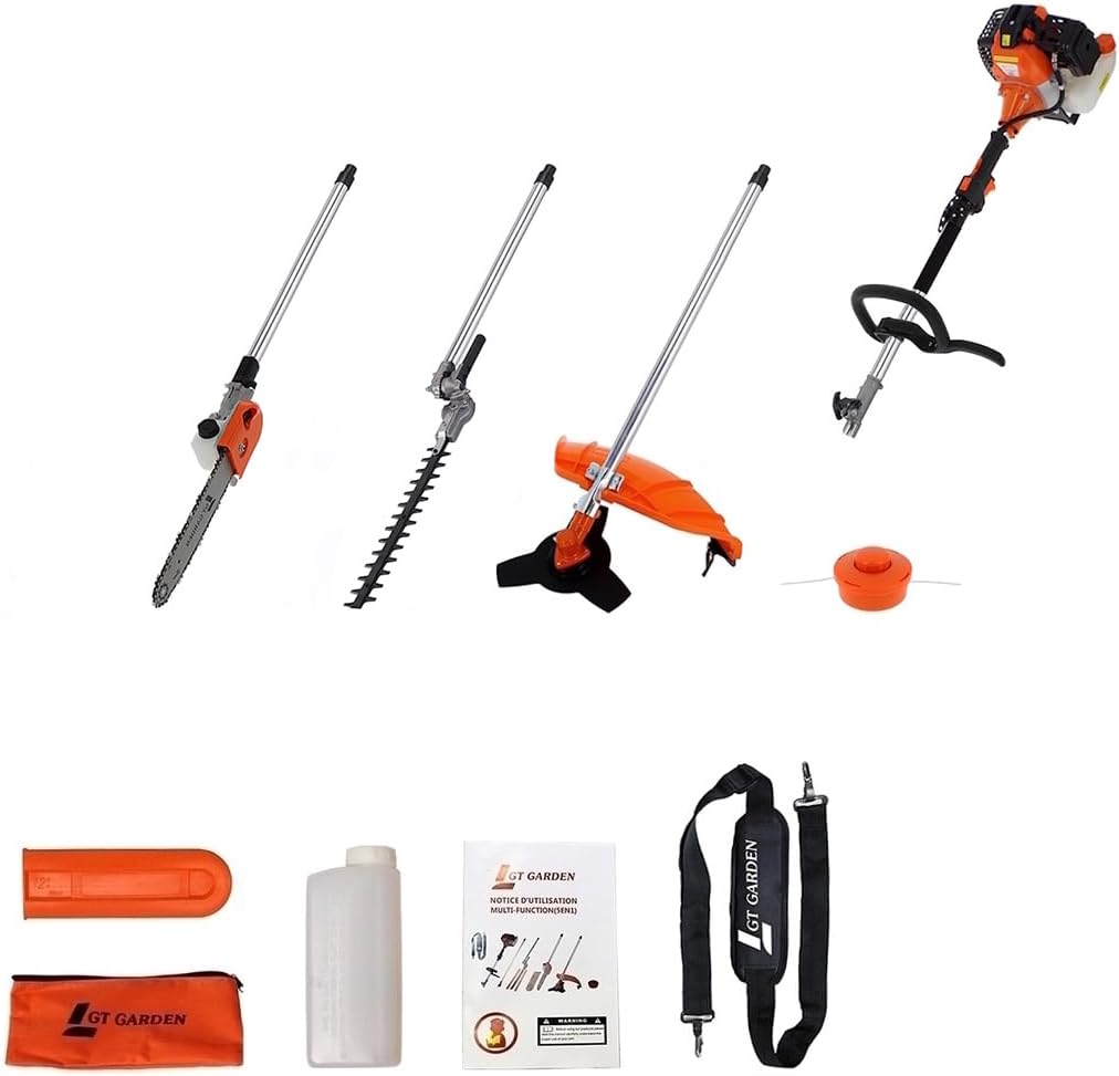 etevert - outil multifonction thermique 4 en 1 - 52cc - tronçonneuse, débroussailleuse, taille-haies