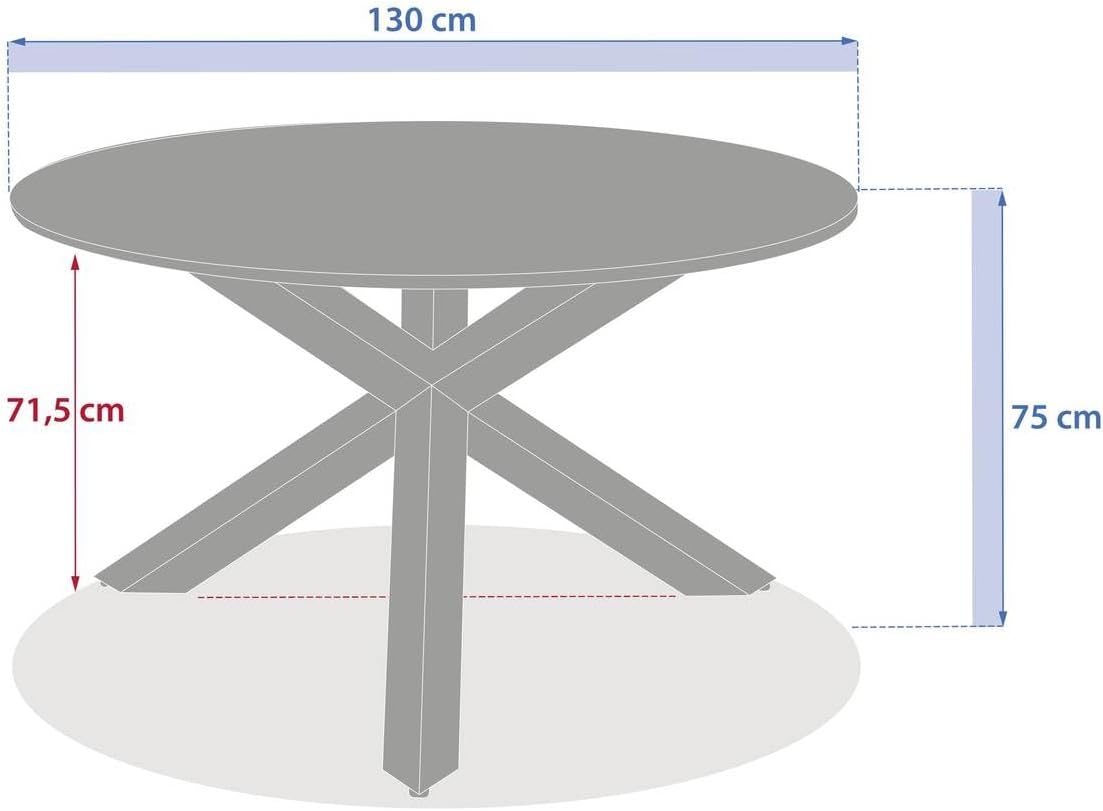 etevert - Table de jardin Oryon - 130cm ronde - 6 places, coloris café