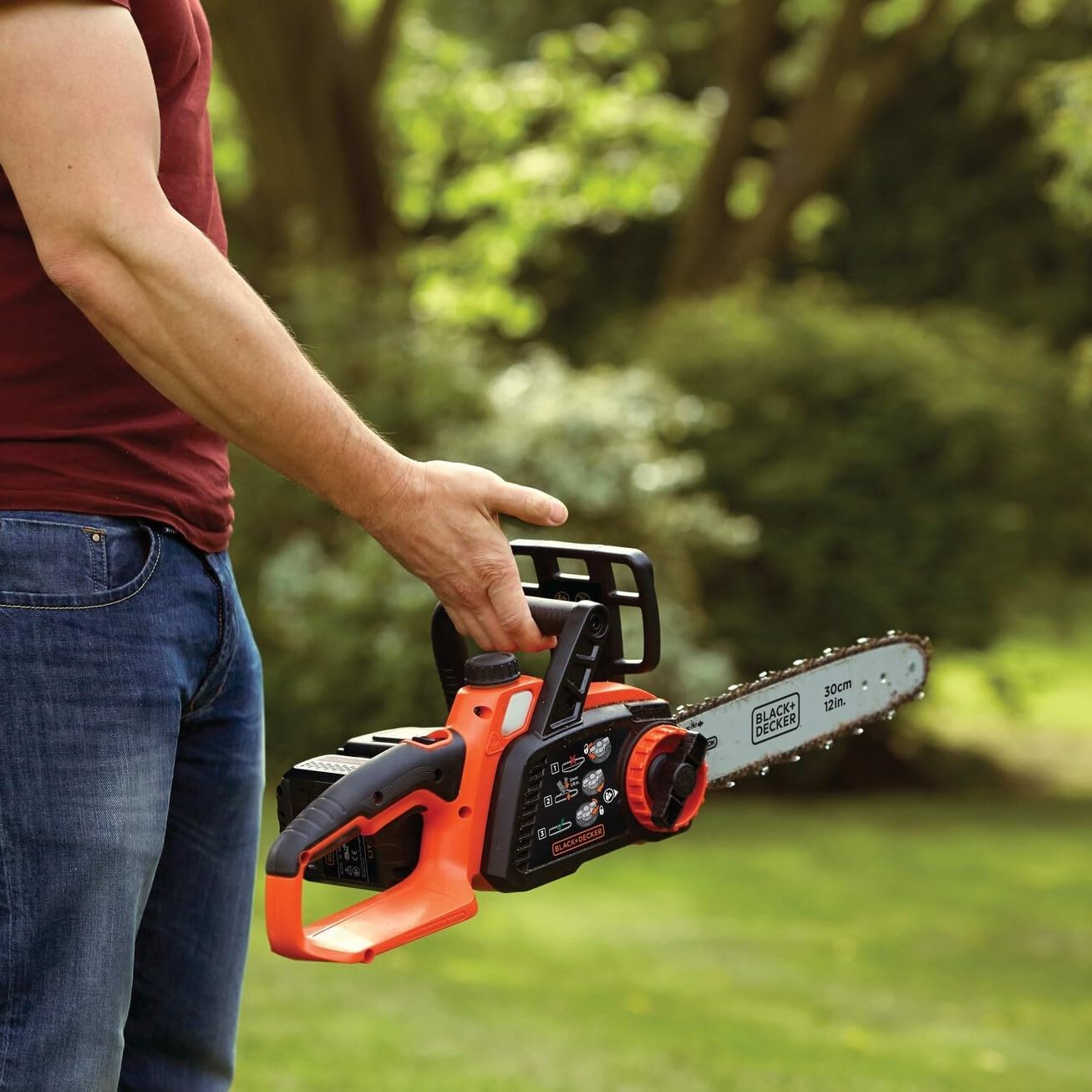 etevert - Tronçonneuse 36V 30cm, batterie 2Ah, lubrification auto, tendeur sans outil - GKC3630L20-QW
