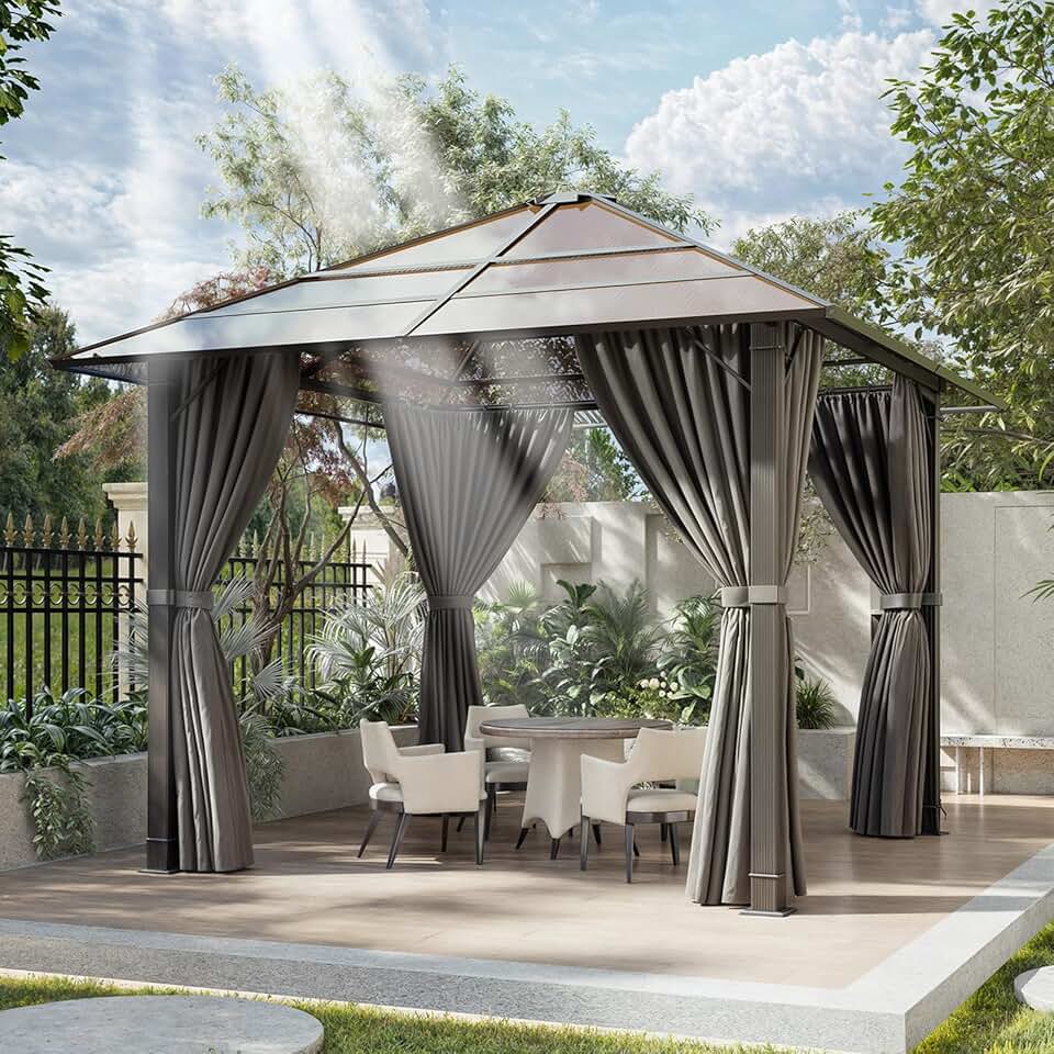 etevert - Tonnelle Hardtop Aluminium 3x3m, étanche UV, gris