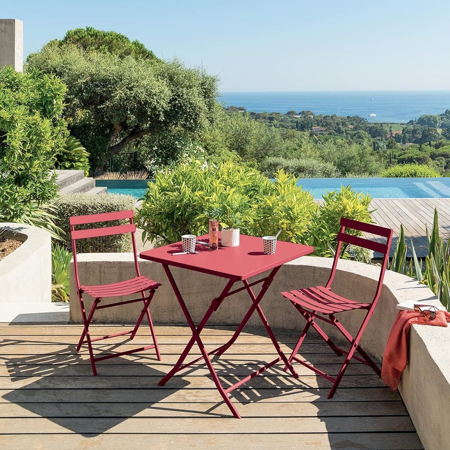etevert - Greensboro - 2 places 70x70 cm - table de jardin pliante acier renforcé