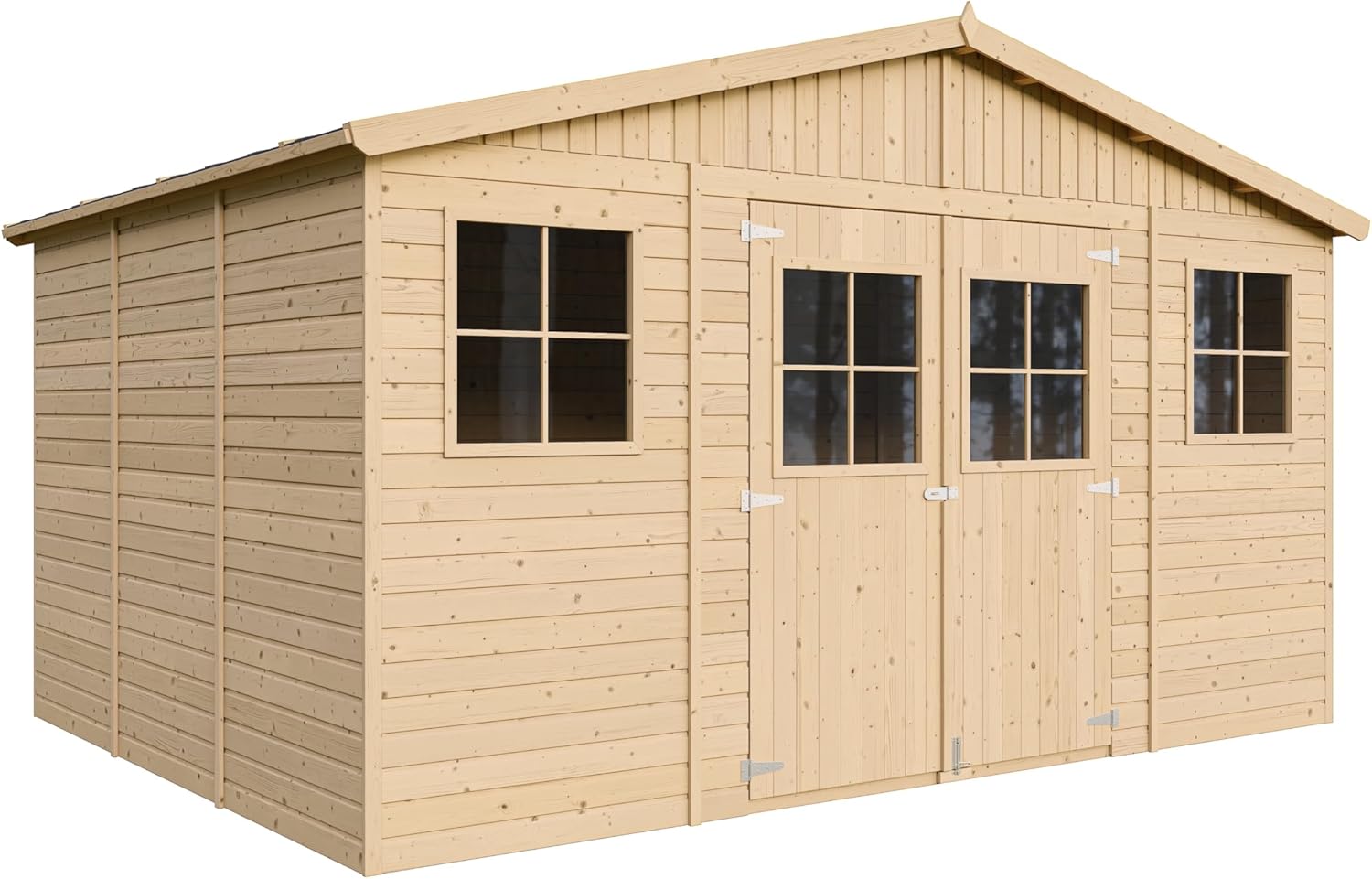 Abri de Jardin en Bois Exterieur avec Plancher IMPRÉGNÉ- Chalet en Pin/épicéa-H246x418x320 cm/12 m²- Construction de Panneaux - Rangement pour vélos, Remise à Outils- etevert M331+M331G