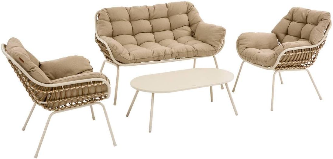 etevert - Paopao Beige/Argile - salon 4 places - anti-rouille, coussins confortables