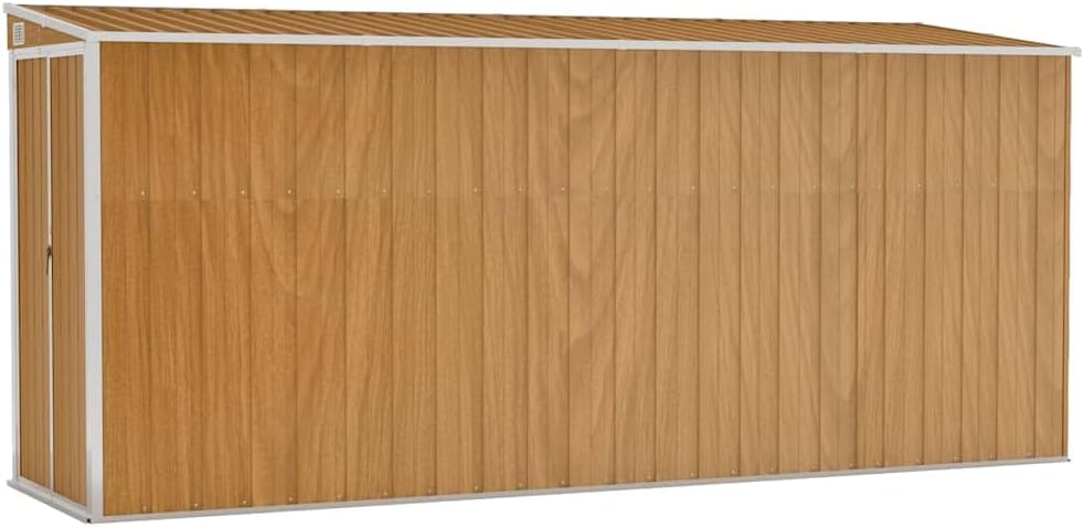 etevert Abri de Jardin Mural Marron 118 x 382 x 178 cm Acier galvanisé,Structures extérieures, Cabanes & abris de Jardin,316232