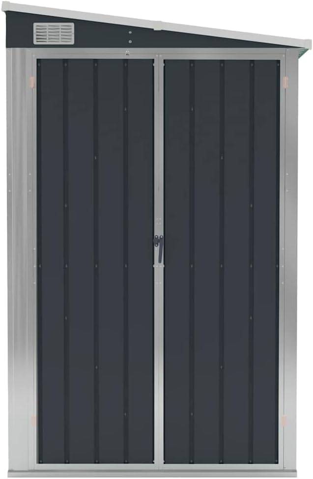 etevert Abri de Jardin Mural Anthracite 118x382x178 cm Acier,Structures extérieures, Cabanes & abris de Jardin,316231