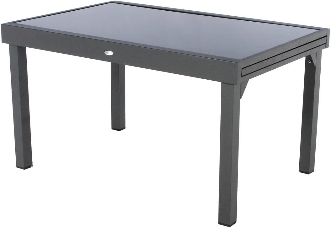 etevert - Piazza extensible - 185/245x100 cm - aluminium verre trempé 10 places