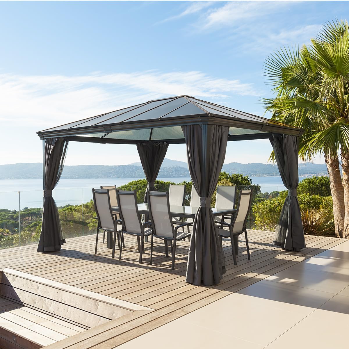 etevert - Tonnelle Belize Graphite - 5 places - polyester acier epoxy anti-rouille