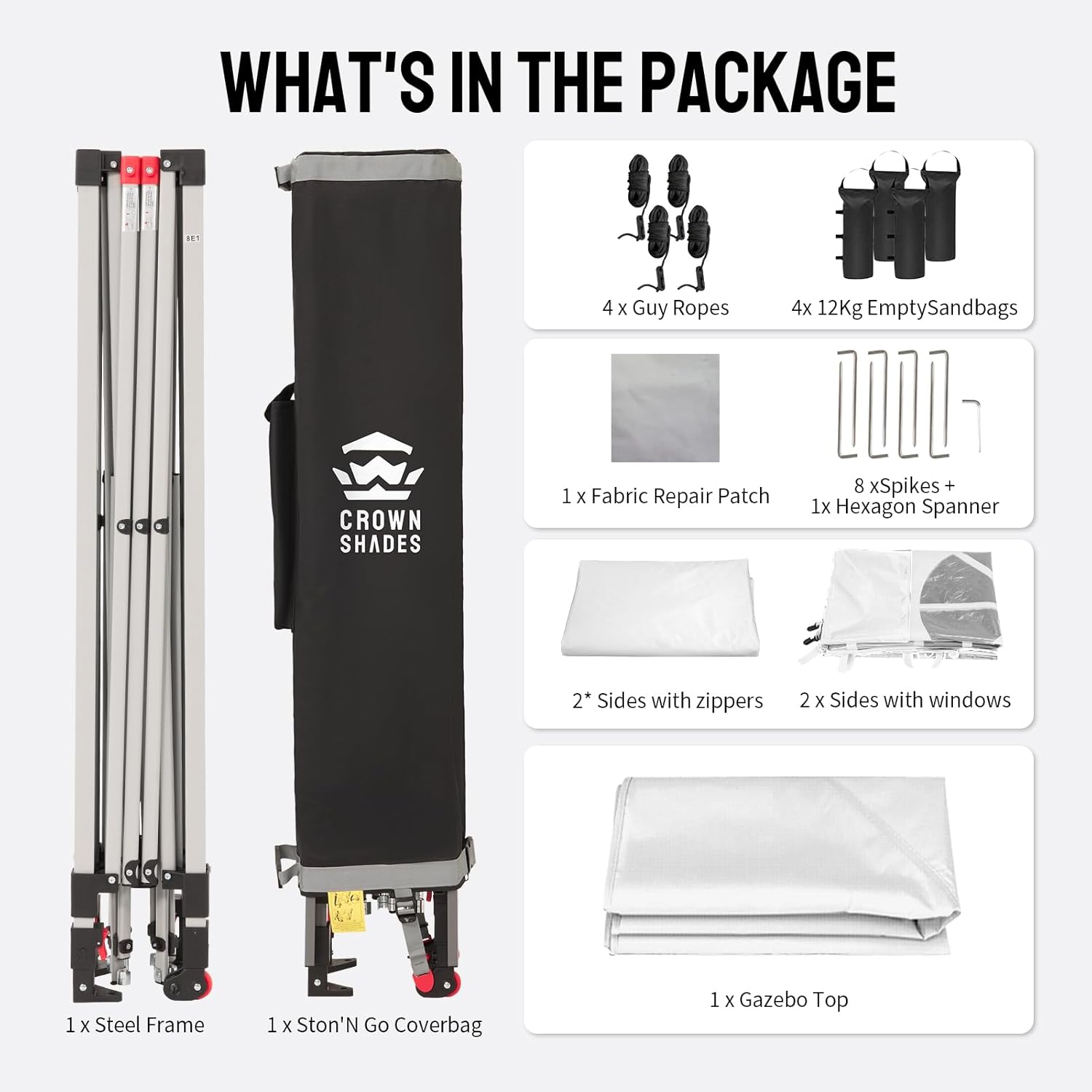 etevert - Tonnelle Pliante - 3x3m - Imperméable, UPF 50+, 4 parois, sacs, blanc