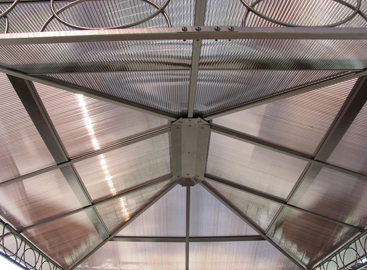 etevert - tonnelle rigide métal - 3 x 3,6 m - panneaux latéraux polycarbonate, anti-poussière