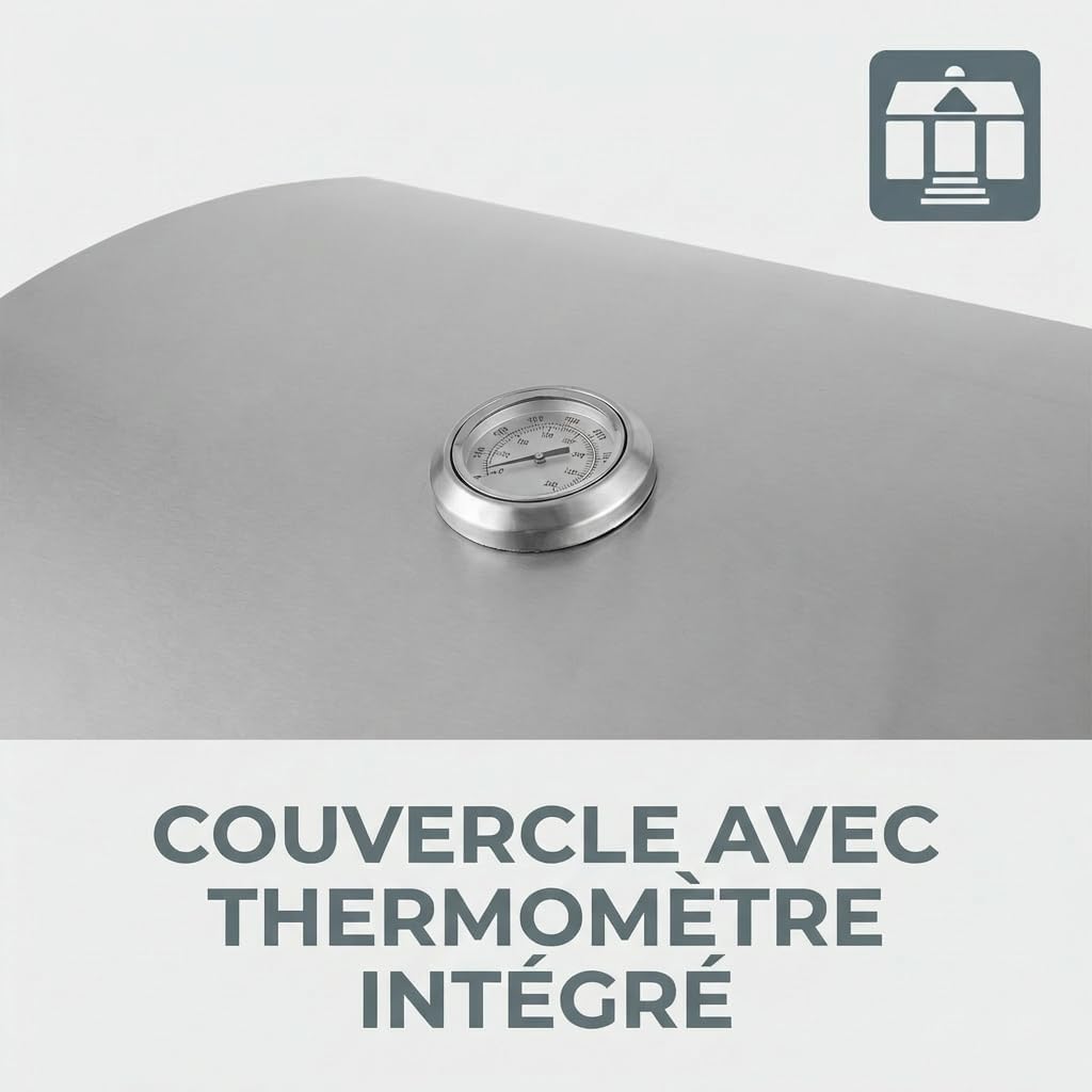 etevert - Barbecue à gaz portable - inox - 3 brûleurs, thermomètre, allumage piézo - CATHAN