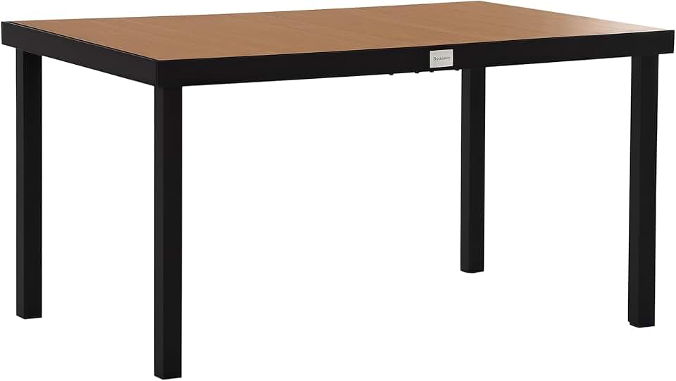 etevert - Table à manger jardin, 140x90x74 cm, aluminium bois naturel