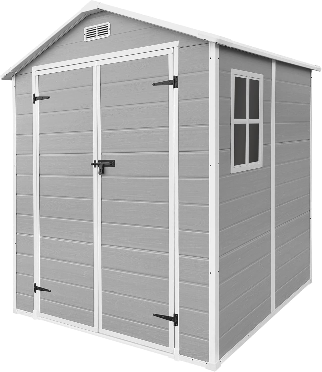 etevert - abri de jardin résine, 151x182x220 cm, double porte, fenêtre, 5m³