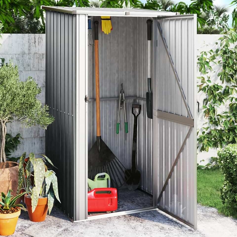 etevert - abri de jardin acier galvanisé - 118,5x97x209,5 cm - gris