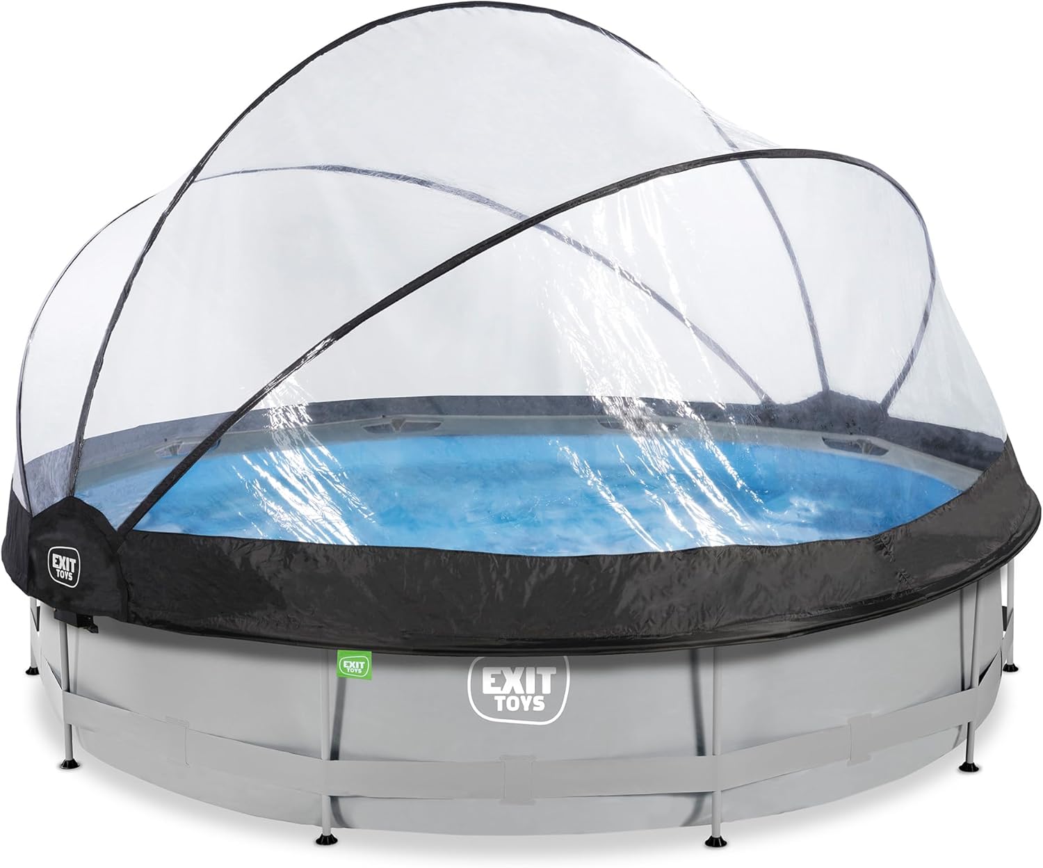 etevert Piscine Tubulaire Soft Grey avec Dôme Multifonctionnel - ø360x76cm - Piscine Hors Sol Ronde avec Pompe Filtrante à Cartouche - Entrée Basse - Pour l'Eau de la Piscine Propre et Chaude - Gris