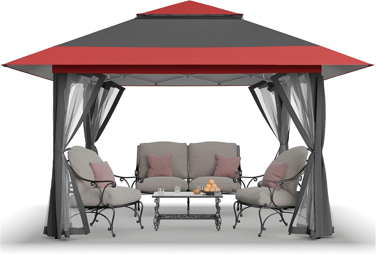 etevert - tonnelle série pop up - 4x4m - imperméable, hauteur réglable, double toit, côtés zippés, sac transport