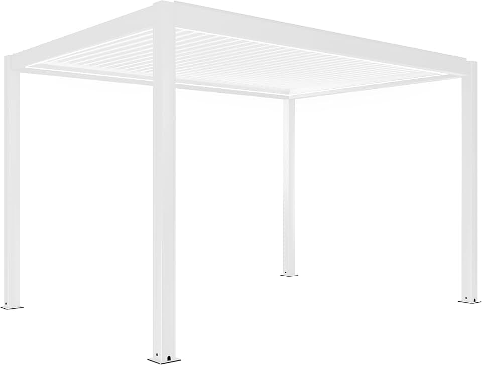 etevert - Pergola bioclimatique motorisée éclairage - 3x4 m - Blanc