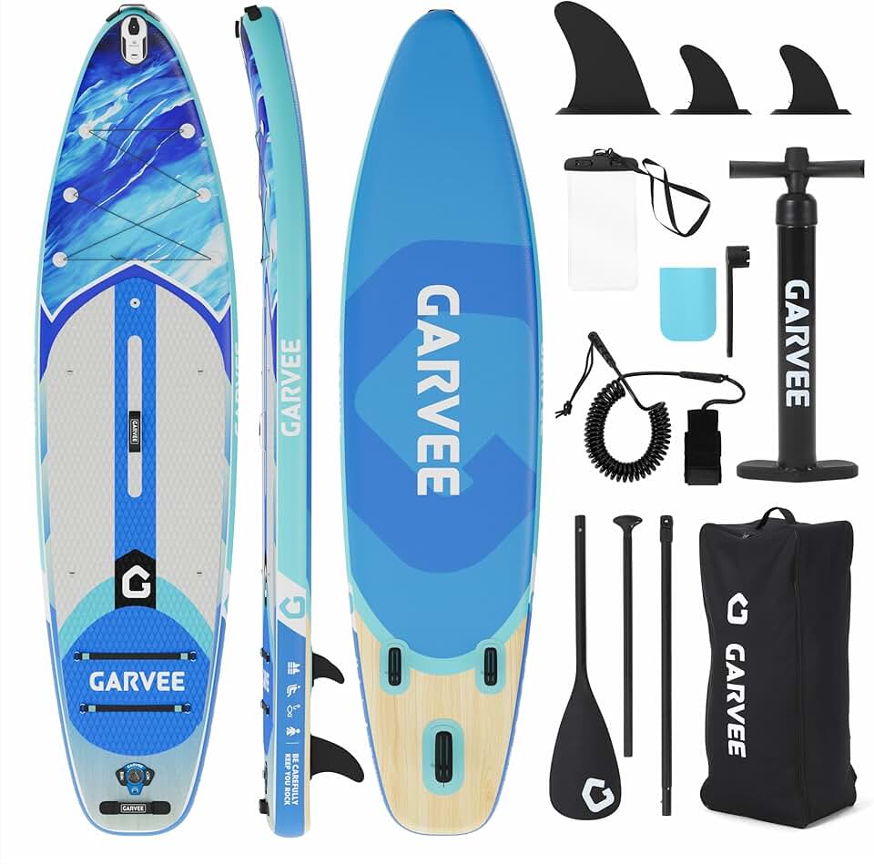 etevert Sup Gonflable 10'6'' (323x81x15cm) – Large et Stable, Surface antidérapante EVA – Capacité 200 kg – 3 ailerons – Accessoires Inclus – Taille : 323 * 81 * 15