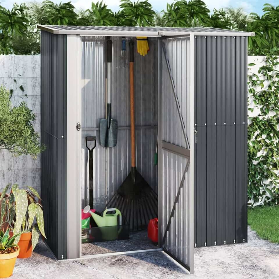 etevert - abri de jardin acier galvanisé - 180,5x97x209,5 cm - anthracite - etevert