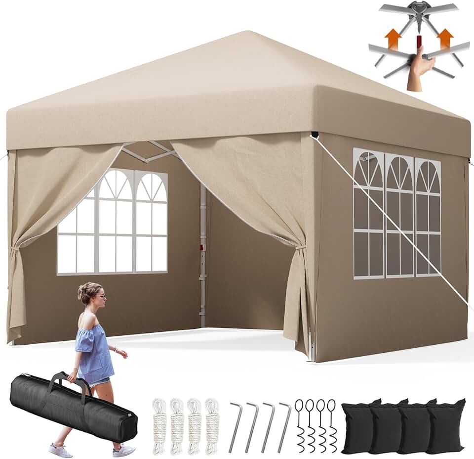 etevert - tonnelle pliante 3x3m - imperméable, 4 parois, UV 50+