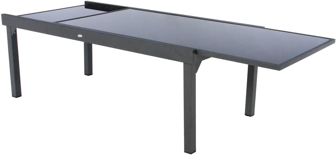 etevert - Piazza extensible - 12 places - aluminium/verre renforcé - gris graphite