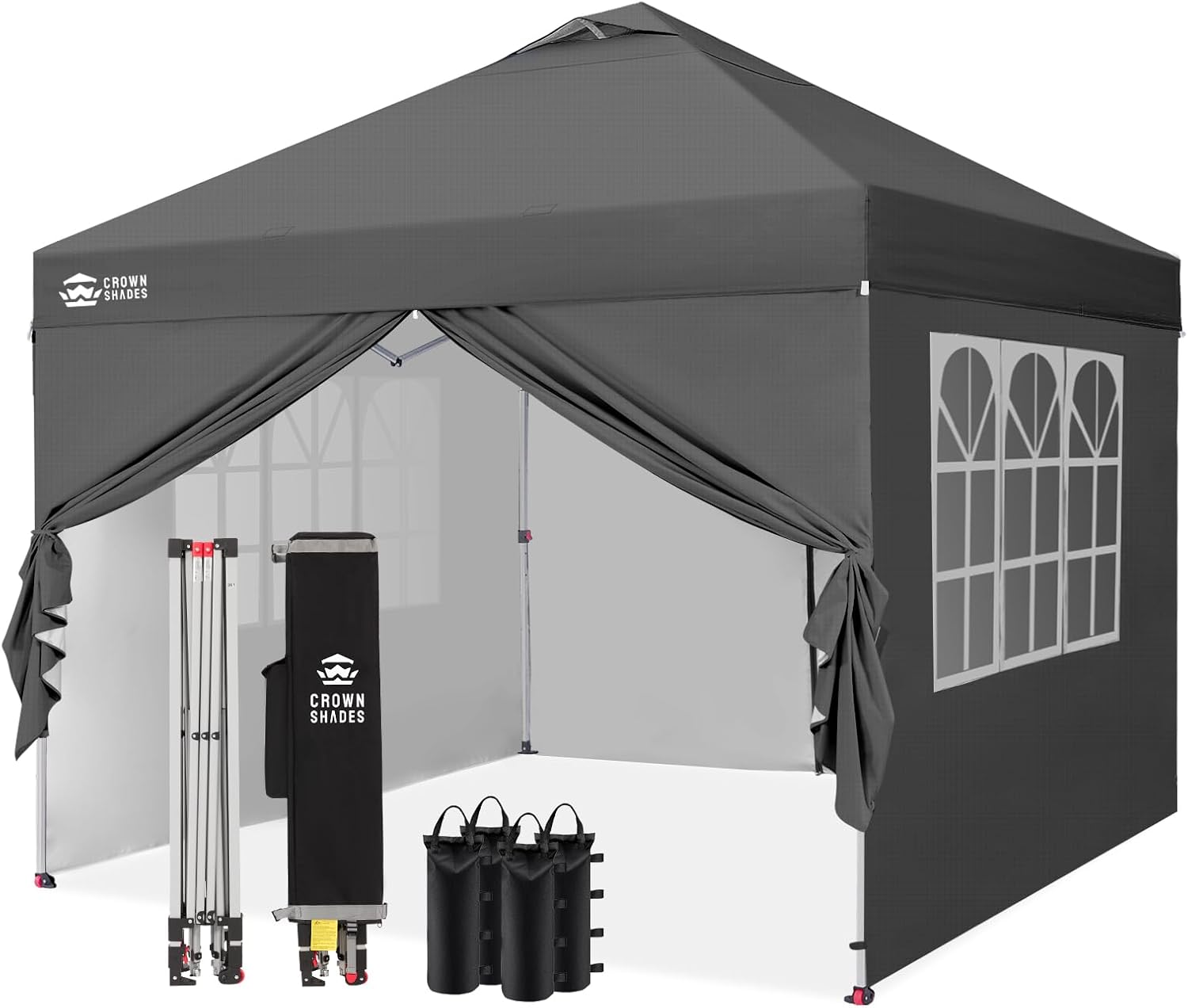 etevert Tonnelle Pliante 3x3 Imperméable, Barnum Pliant de Jardin Exterieur, Pop-Up Gazebo avec Sac de Rangement, UPF 50+, avec 4 Parois Latérales Amovible, 4 Sac de Sable, Gris