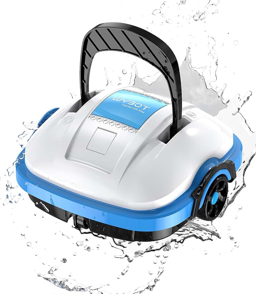 etevert Osprey 200 Robot Piscine,Aspirateur Piscine sans Fil,Stationnement Automatique,Moteurs Doubles Nettoyeur de Piscine,Filtration 180 µm,pour Piscines Hors Sol 50m²-Blanc