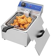 etevert Friteuse électrique Professionnelle Inox unique réservoir 6L Huile, 3000W, 1 Paniers à Fr...