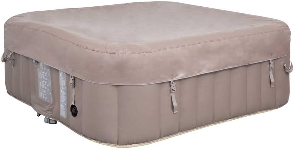 etevert Spa hydromassage Gonflable Chauffant 4-6 Personnes 185 x 65 cm Pompe Super silencieuse intégrée, Marron