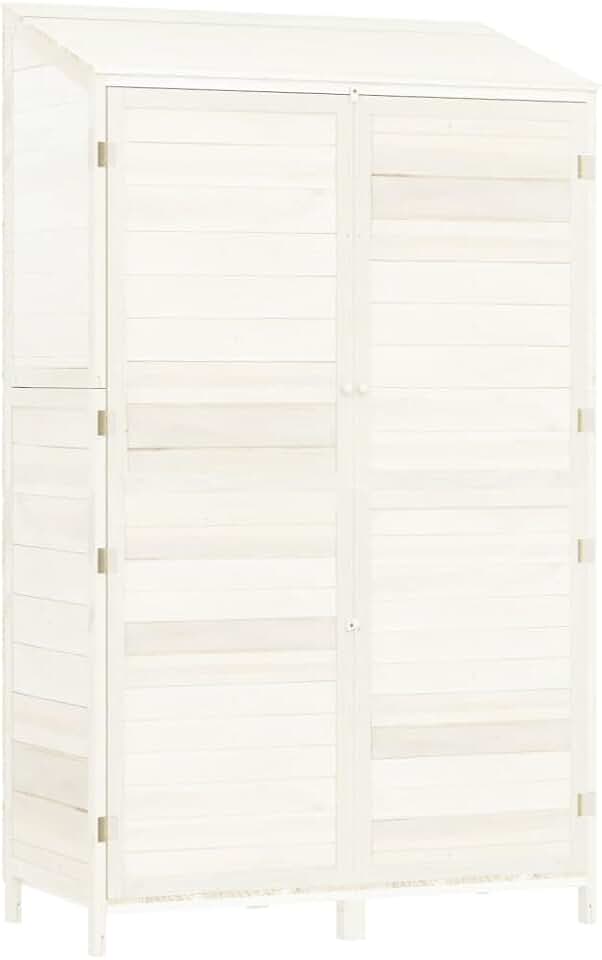 etevert - Hangar de jardin solide 102x52x174,5 cm bois blanc
