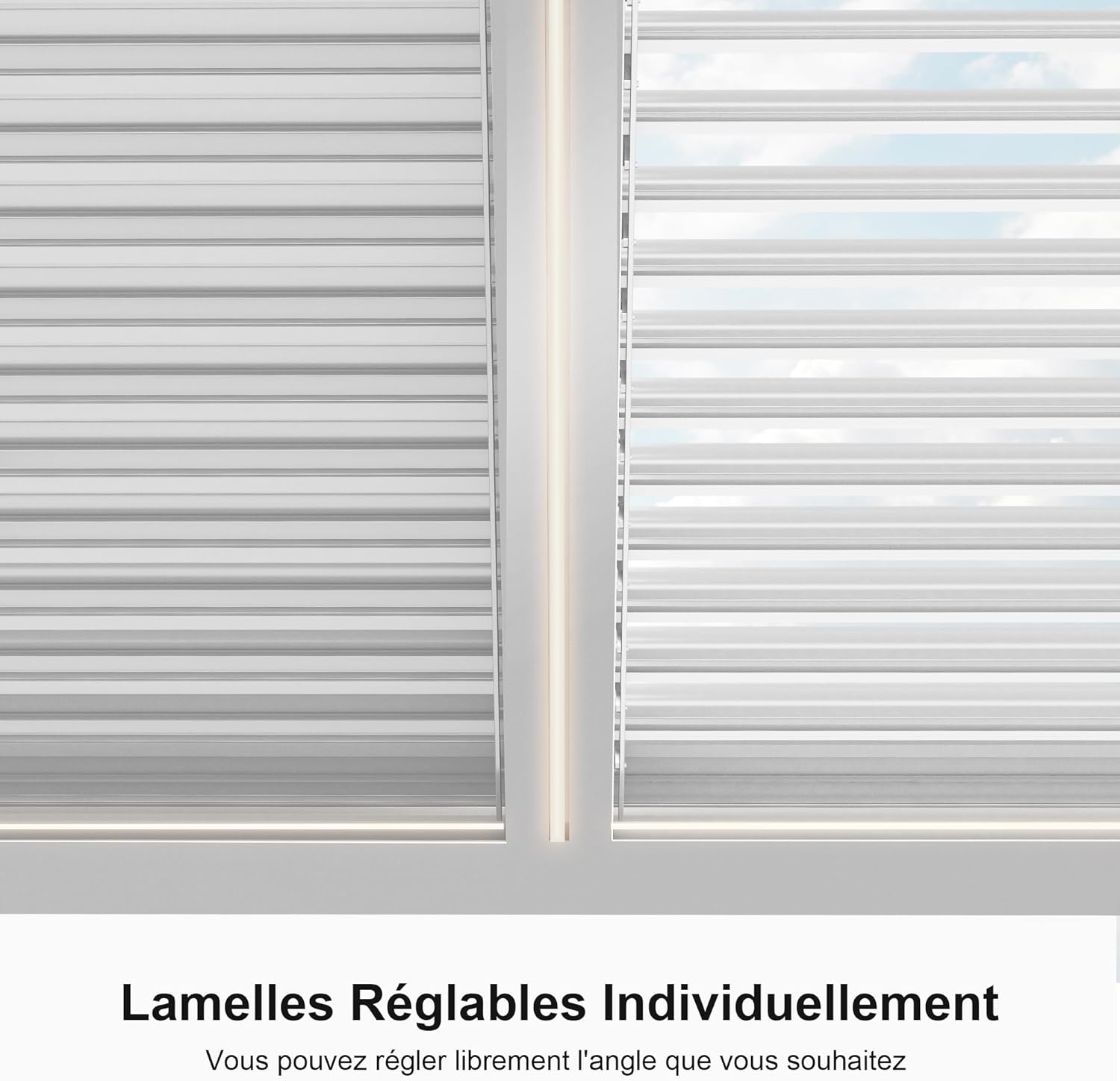 etevert - Pergola bioclimatique 4,24x3m - alu, LED, gouttières, blanc
