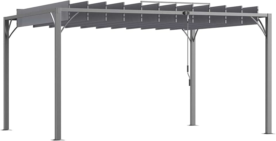 etevert - Pergola bioclimatique 4x3 m - Lames orientables, structure aluminium, UV 50+ - Gris - TP12