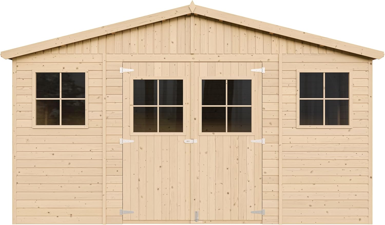 Abri de Jardin en Bois Exterieur avec Plancher IMPRÉGNÉ- Chalet en Pin/épicéa-H246x418x320 cm/12 m²- Construction de Panneaux - Rangement pour vélos, Remise à Outils- etevert M331+M331G
