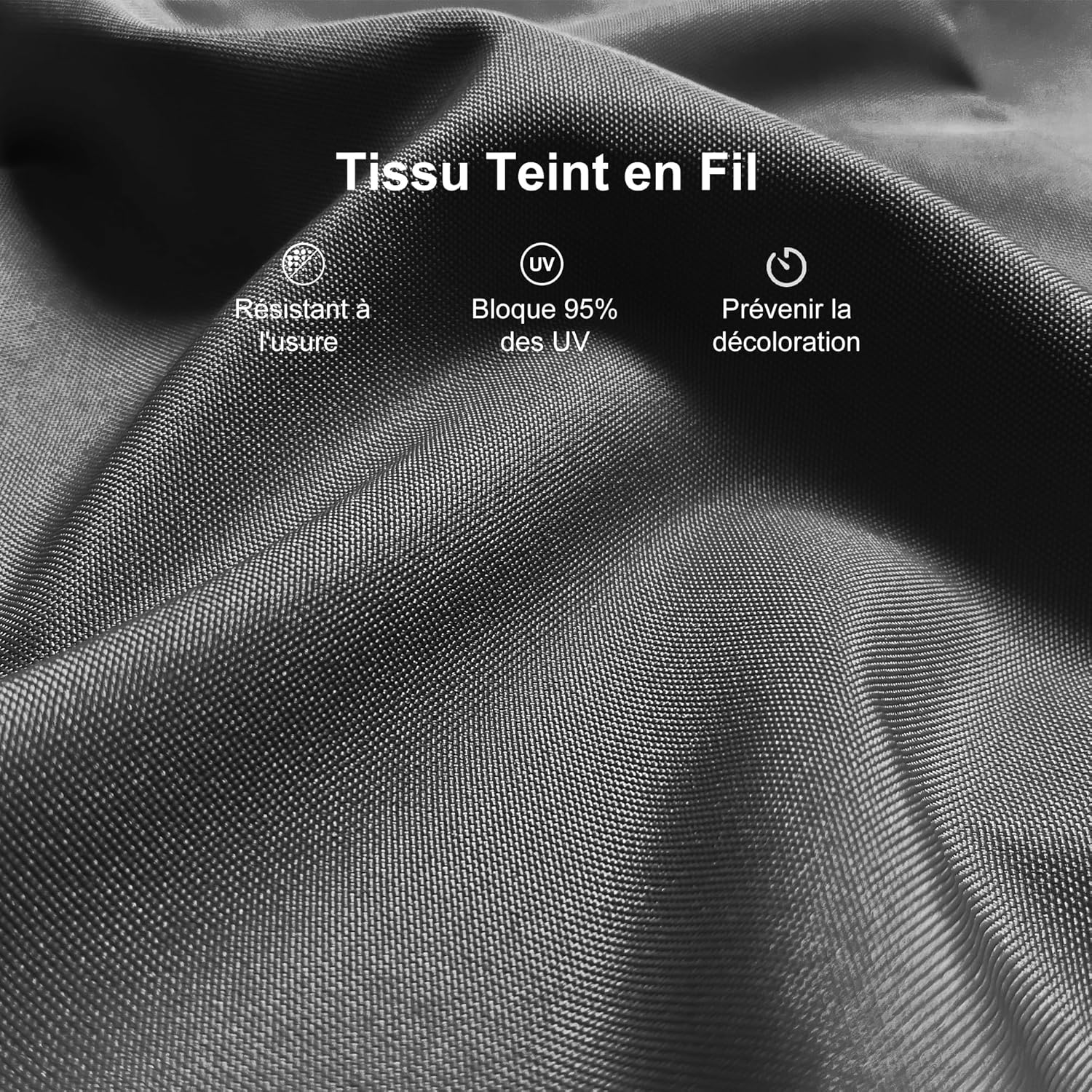 etevert - pergola aluminium - 3,65x3m - toit rétractable LED, tissu gris