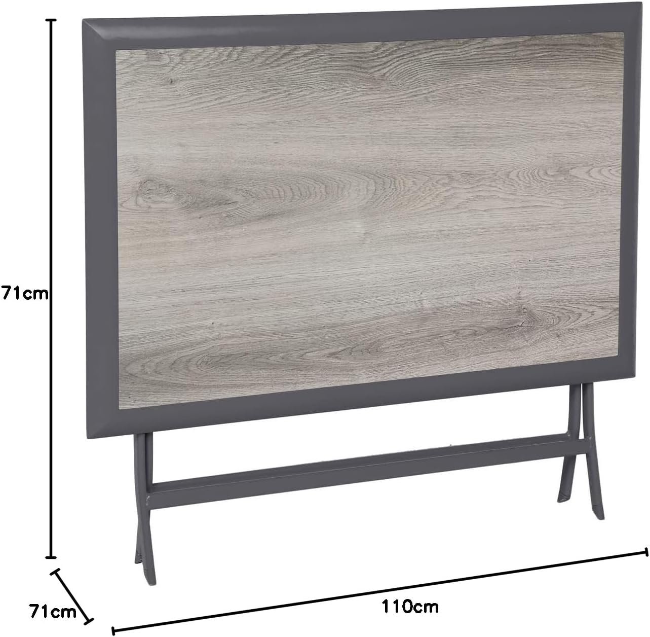 etevert - Azua - table pliante rectangulaire, 4 places, aluminium epoxy, gris fumé