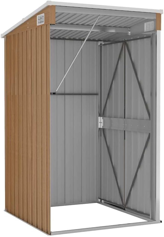 etevert Remise de Jardin Murale Marron 118x100x178 cm Acier galvanisé,Maison & Jardin, Pelouses & Jardins, Vie en extérieur, Structures extérieures, Cabanes & abris de Jardin, Brun (Poids 22.7KG)