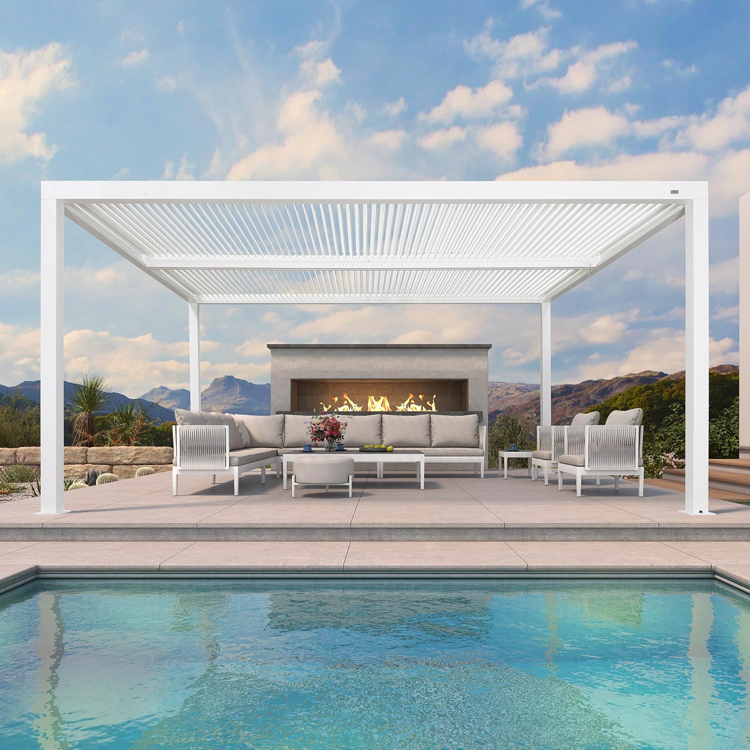 etevert - Pergola Bioclimatique, 4,8x3,68m, aluminium, lames orientables