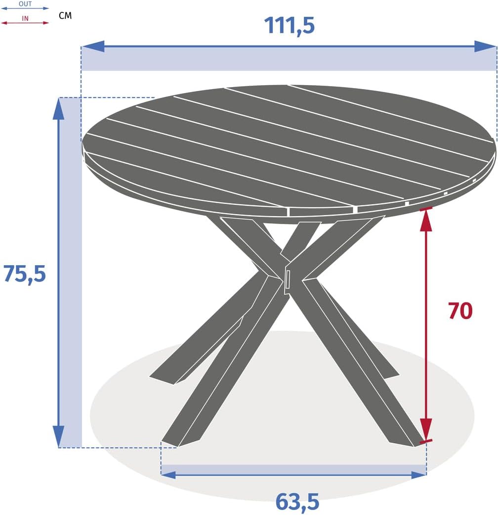 etevert - Oriengo - 4 places, ronde, aluminium epoxy/acacia