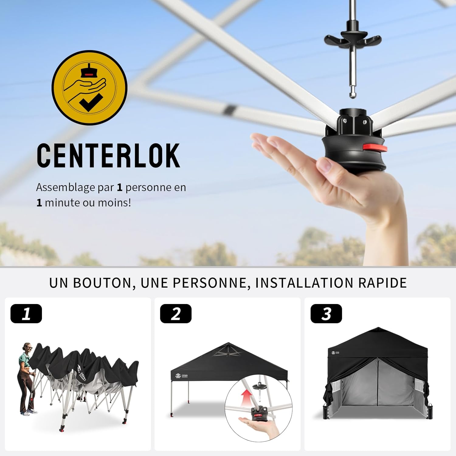 etevert - Tonnelle pliante 3x3m imperméable, P/Pop-Up, 4 parois amovibles, Sac, UPF 50+ - CN0032