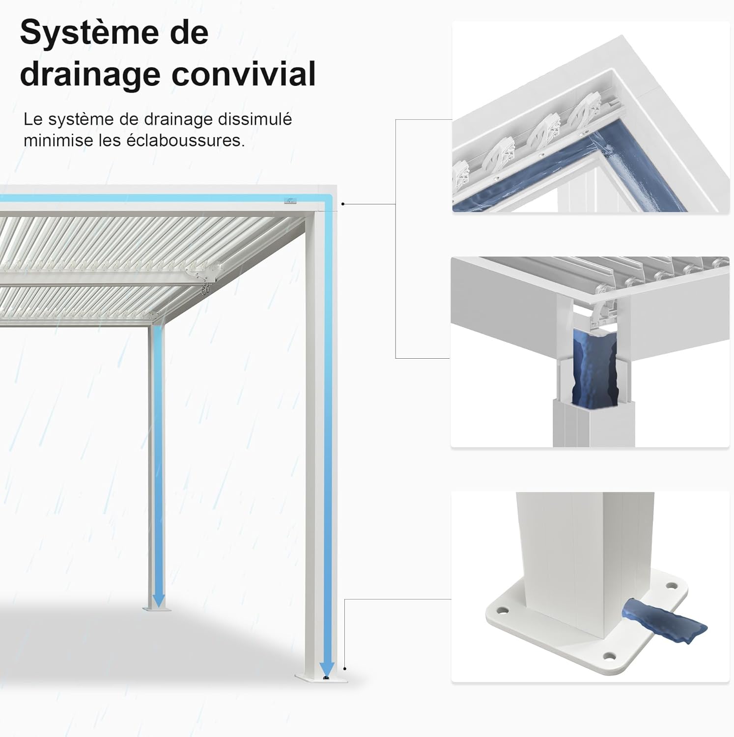 etevert - pergola bioclimatique - 4,6x3,3 m - alu, lames orientables, éclairage intégré
