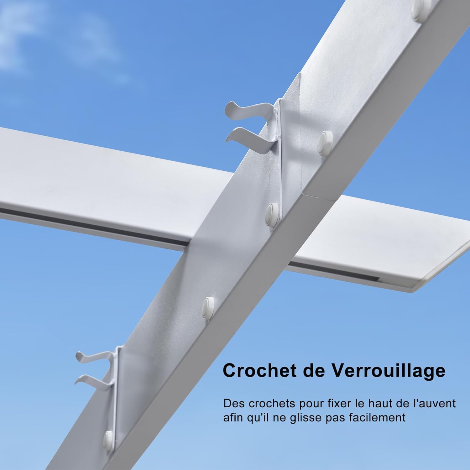 etevert - pergola aluminium série - 4x3m - toit métal blanc, toile rétractable, étanche
