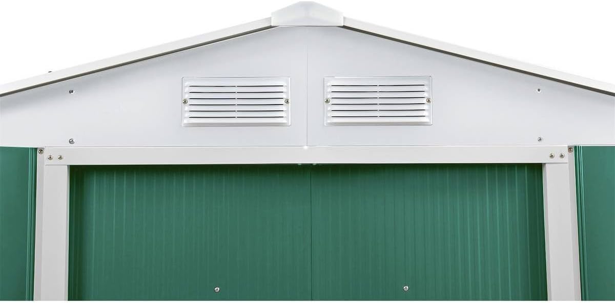 etevert Abri de Métal Rosas, 10.85m² 1299_78620 Vert/Blanc