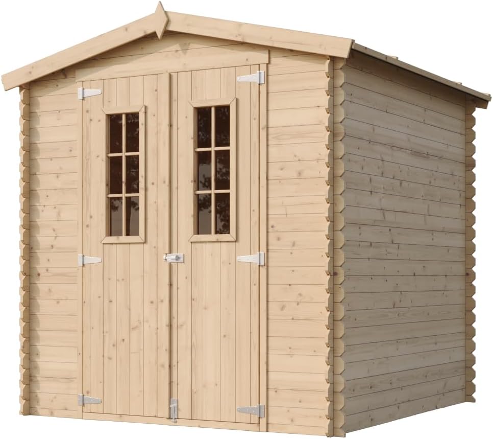 Abri de Jardin en Bois - Stockage extérieur I216xL206xH218 cm/ 3.53 m2 Petit abri à Outils, Local à vélos - Toit imperméable, fenêtres etevert M343C