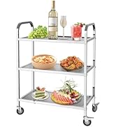 etevert Chariot de Service INOX Service desserte de Cuisine INOX 3 étagères 4 Tailles de Restaura...
