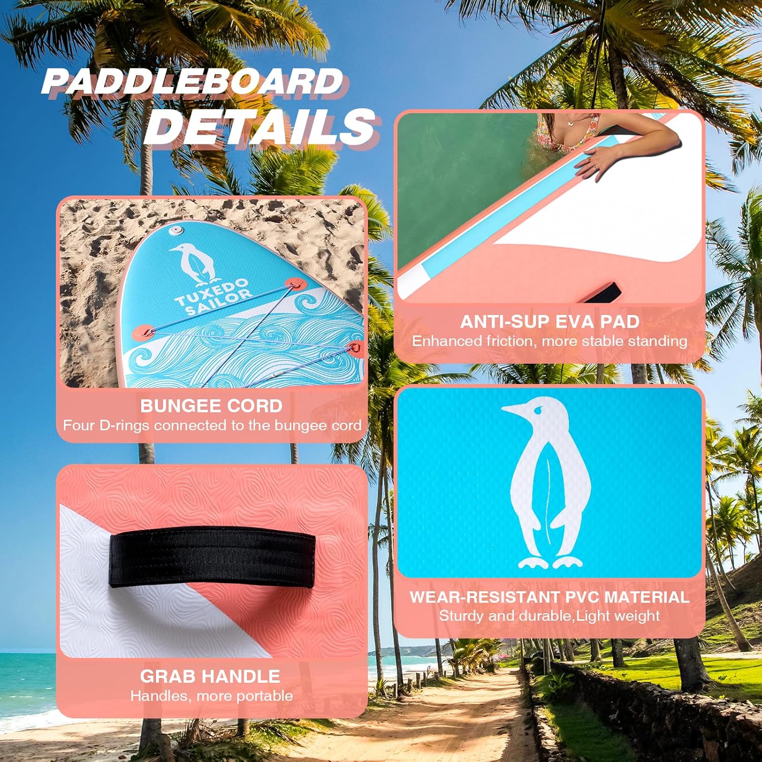 etevert - Paddle Gonflable Adulte - SUP 320 cm - avec accessoires complets