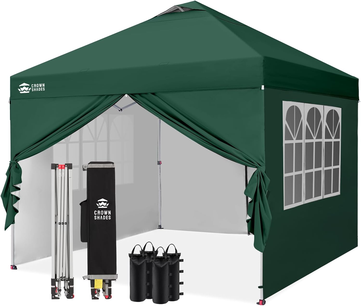 etevert Tonnelle Pliante 3x3 Imperméable, Barnum Pliant de Jardin Exterieur, Pop-Up Gazebo avec Sac de Rangement, UPF 50+, avec 4 Parois Latérales Amovible, 4 Sac de Sable, Vert Forêt