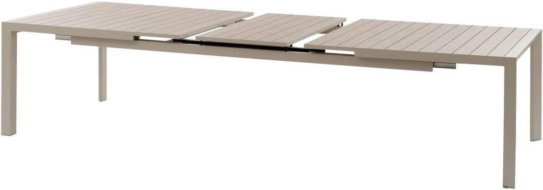 etevert - Evasion Argile - table extensible 14 places - aluminium bois antirouille, rallonge